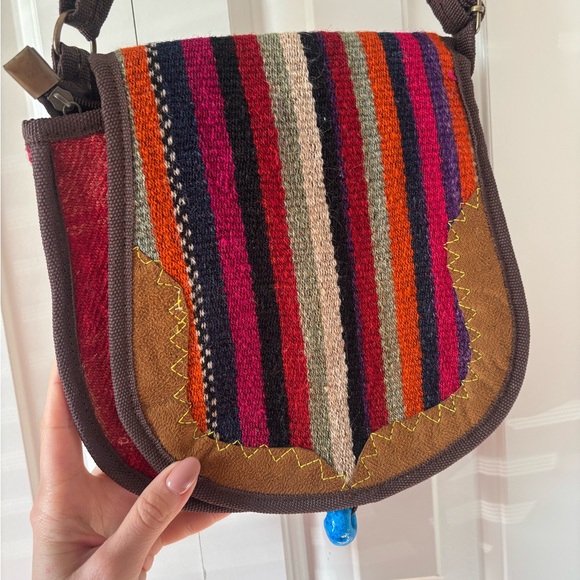Woven Multicolor Stripe Crossbody Bag - Boho Shoulder Bag - Picture 6 of 10
